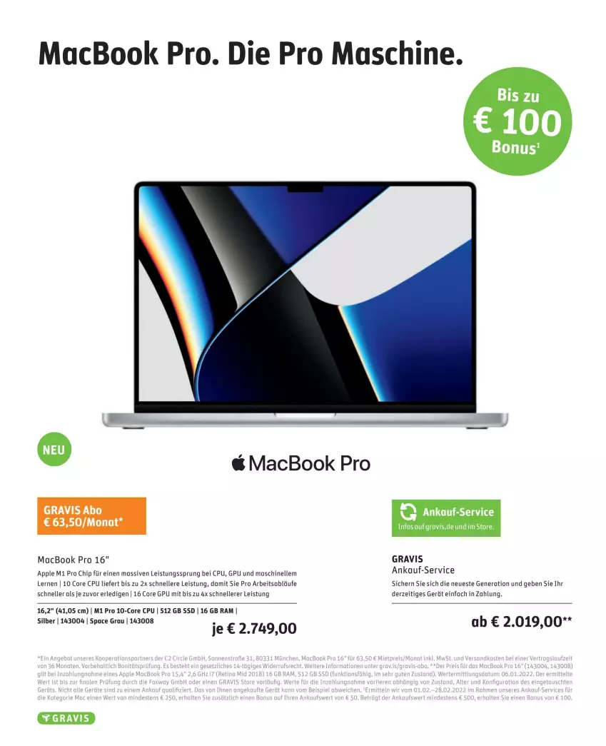 Aktueller Prospekt Gravis - Prospekte - von 01.02 bis 28.02.2022 - strona 2 - produkty: angebot, Apple, eis, elle, mac, macbook, macbook pro, monati, ndk, reis, ssd, Ti