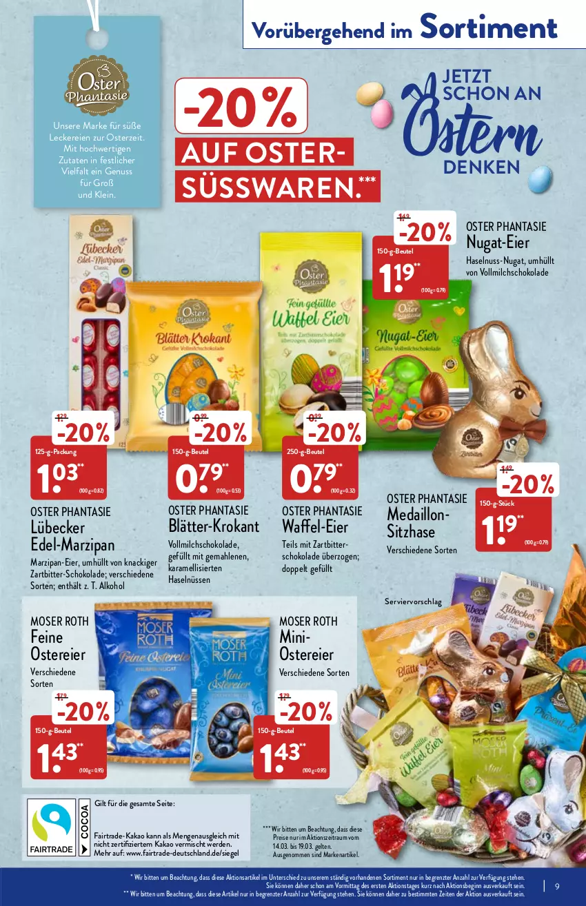 Aktueller Prospekt Aldi Nord - Aldi-Aktuell - von 14.03 bis 19.03.2022 - strona 9 - produkty: alkohol, beutel, eier, eis, erde, gin, haselnuss, kakao, karamell, Lübecker, marzipan, milch, moser, Moser Roth, nuss, reis, schoko, schokolade, süsswaren, Ti, vollmilch, ZTE