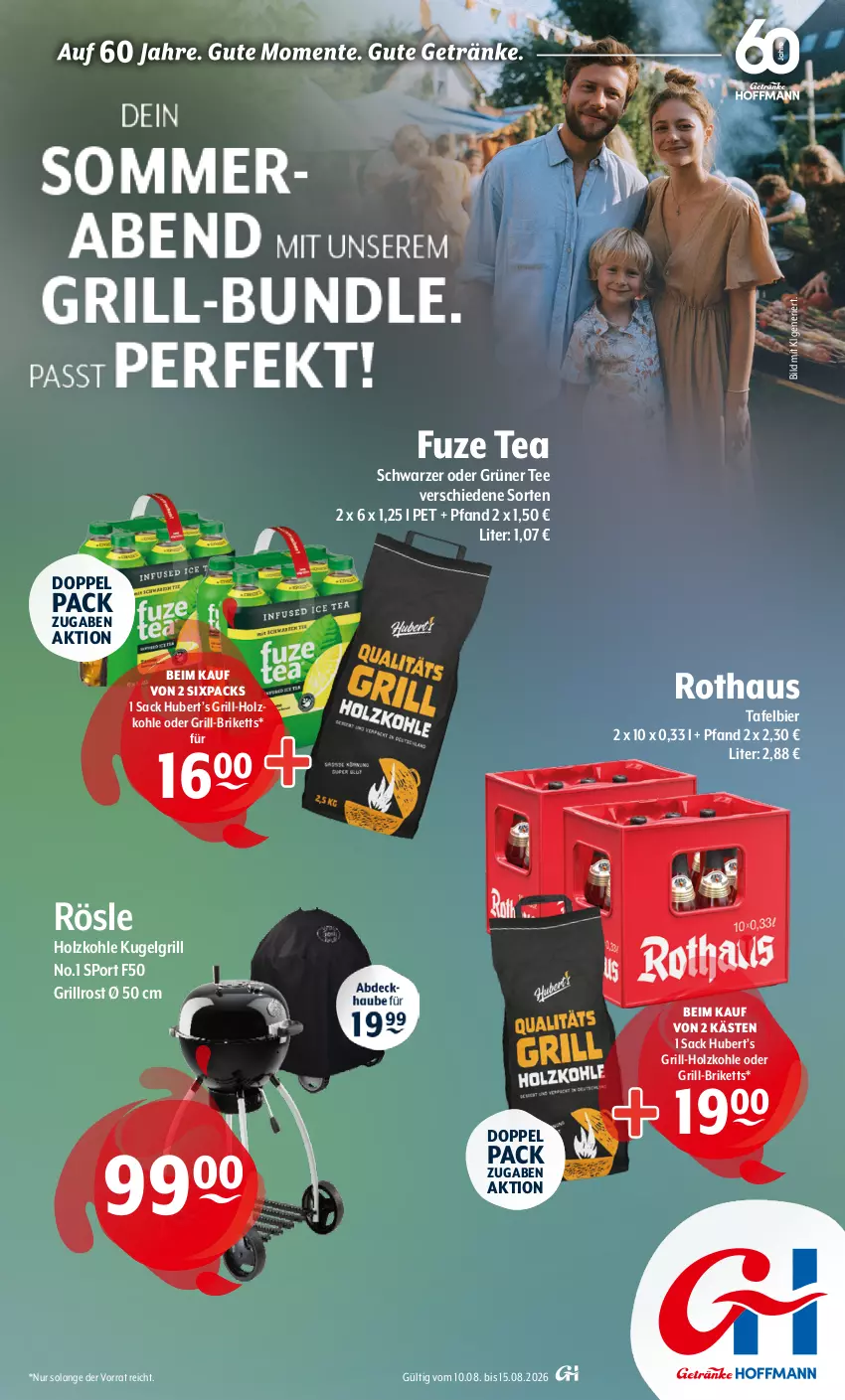 Aktueller Prospekt Getraenke Hoffmann - Prospekte - von 10.08 bis 15.08.2026 - strona 10 - produkty: bier, briketts, fuze tea, grill, grill-holzkohle, grillrost, grüner tee, Holz, holzkohle, Kugel, kugelgrill, LG, rösle, sac, Sport, tee, Ti