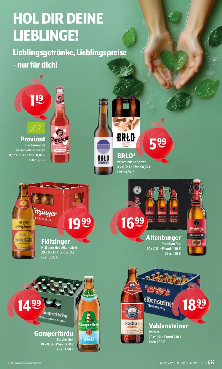 Aktueller Prospekt Getraenke Hoffmann - Prospekte - von 10.08 bis 15.08.2026 - strona 9 - produkty: alkohol, altenburger, bier, bio, bio limo, BRLO, burger, eis, getränk, getränke, limo, limonade, pils, premium pils, Proviant, reis, steiner, Ti