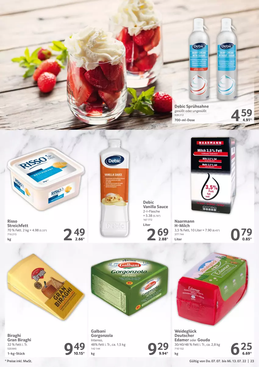 Aktueller Prospekt Selgros - Food - von 07.07 bis 13.07.2022 - strona 23 - produkty: edamer, eis, flasche, galbani, gorgonzola, gouda, intenso, milch, reis, sahne, sauce, Ti, vollmilch