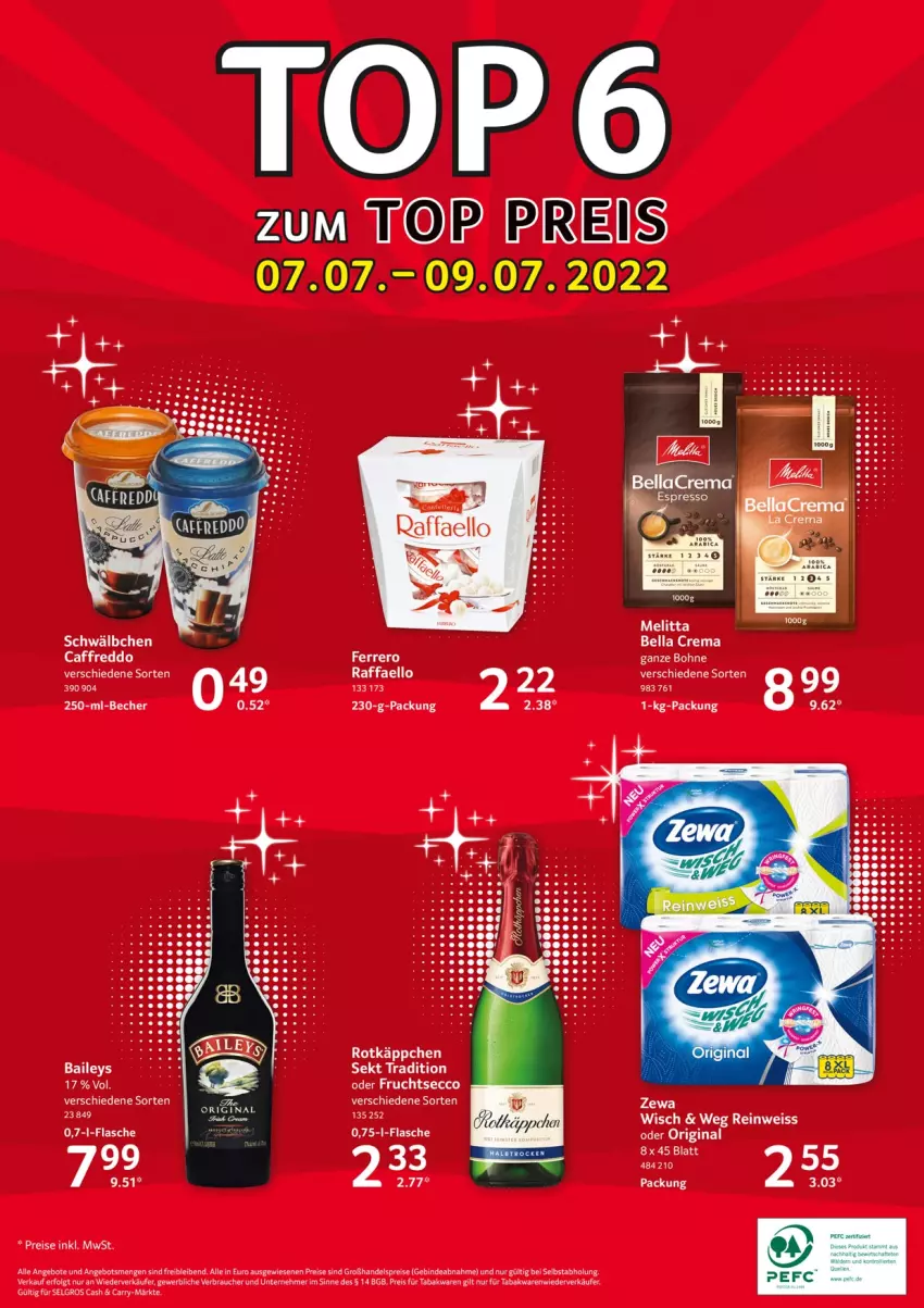 Aktueller Prospekt Selgros - Food - von 07.07 bis 13.07.2022 - strona 32 - produkty: angebot, angebote, baileys, Becher, bella crema, bohne, ecco, eis, ferrero, freddo, frucht, fruchtsecco, gin, LG, raffaello, Rauch, reis, rotkäppchen, sekt, Ti