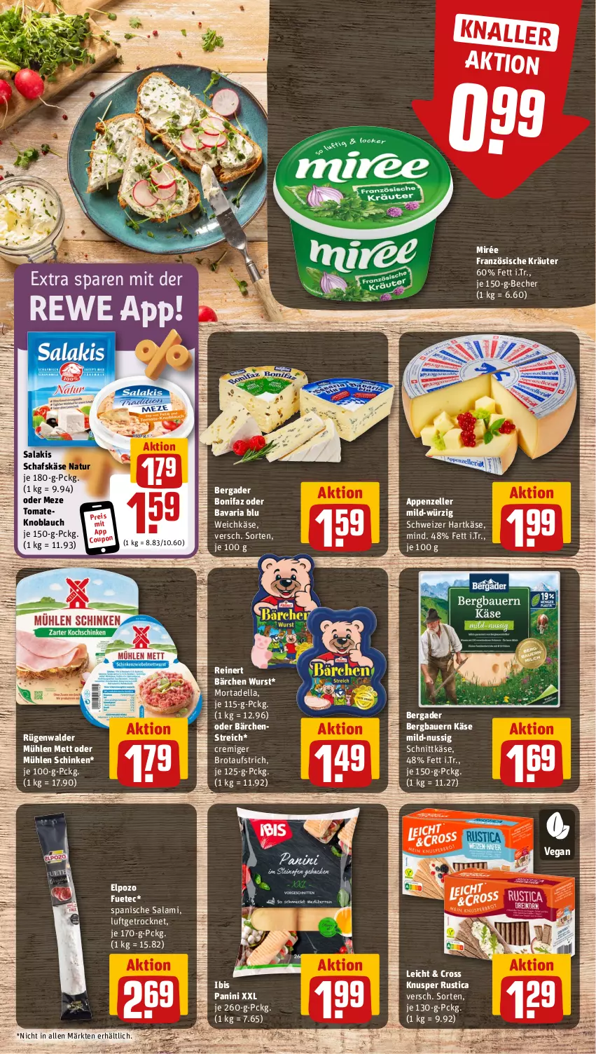 Aktueller Prospekt Rewe - Prospekte - von 26.08 bis 31.08.2024 - strona 11 - produkty: appenzeller, auer, aufstrich, Bau, Bauer, bavaria blu, Becher, bergader, brot, brotaufstrich, coupon, dell, eis, elle, hartkäse, Käse, knoblauch, kräuter, Mett, mortadella, mühlen schinken, natur, nuss, reinert, reis, Ria, rügenwalder, rügenwalder mühle, salakis, salami, schafskäse, schinken, schnittkäse, schweizer hartkäse, Ti, tomate, weichkäse, wurst