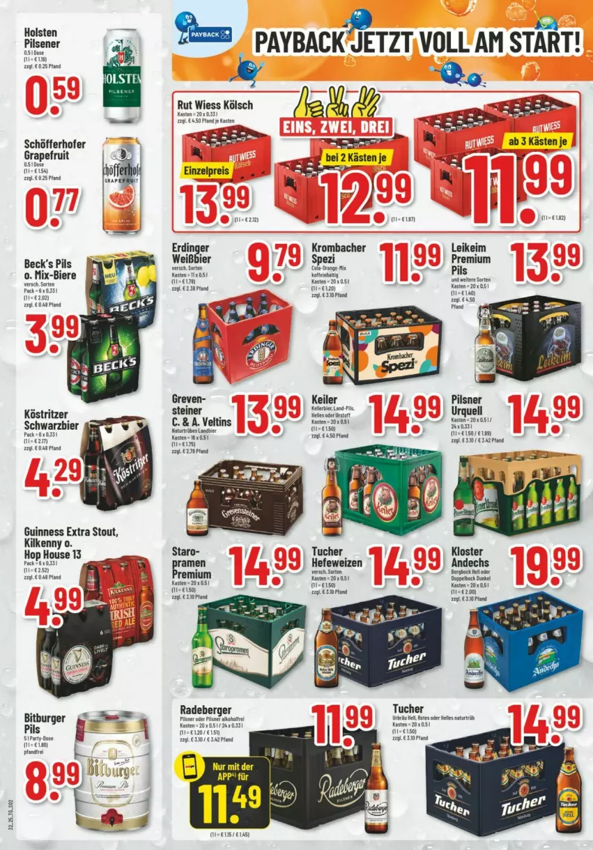 Aktueller Prospekt Trinkgut - Prospekte - von 03.08 bis 09.08.2025 - strona 2 - produkty: Berger, bier, Biere, cola, eis, elle, erdinger, grapefruit, Guinness, Hefe, hefeweizen, holsten, holsten pilsener, kellerbier, Kilkenny, köstritzer, krombache, krombacher, natur, orange, payback, pils, pilsener, pilsner, radeberger, reis, rind, schöfferhofer, Spezi, steiner, Ti, tuc, Tucher, veltins