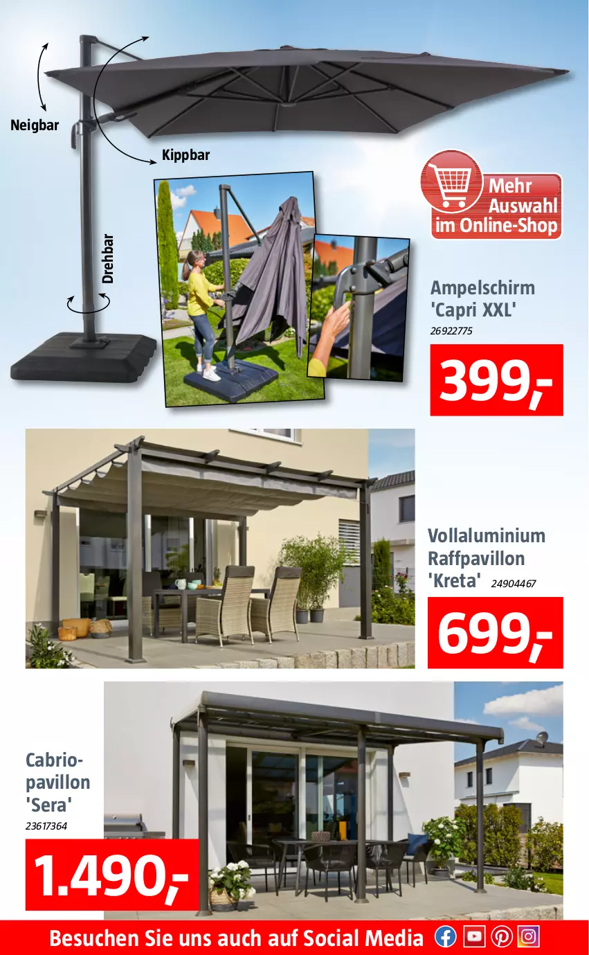 Aktueller Prospekt Bauhaus - Prospekte - von 15.06 bis 26.06.2022 - strona 5 - produkty: ampelschirm, Cap, pavillon