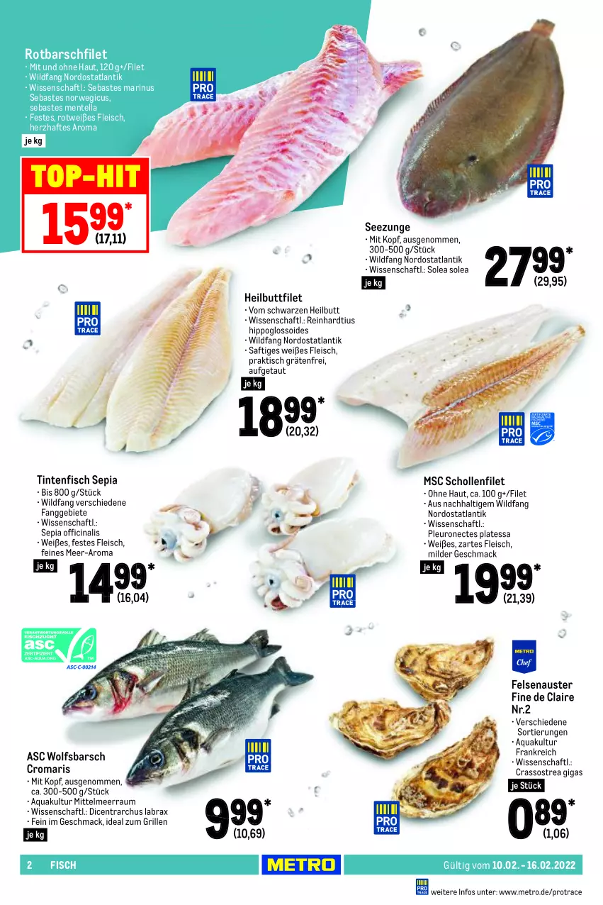 Aktueller Prospekt Metro - Food - von 10.02 bis 16.02.2022 - strona 2 - produkty: aqua, aust, cin, eis, ente, filet, fisch, fleisch, grill, Heilbuttfilet, hipp, ideal zum grillen, mac, Metro, Rotbarsch, rotbarschfilet, rwe, saft, scholl, Ti, tisch, top-hit, Wild, wolfsbarsch