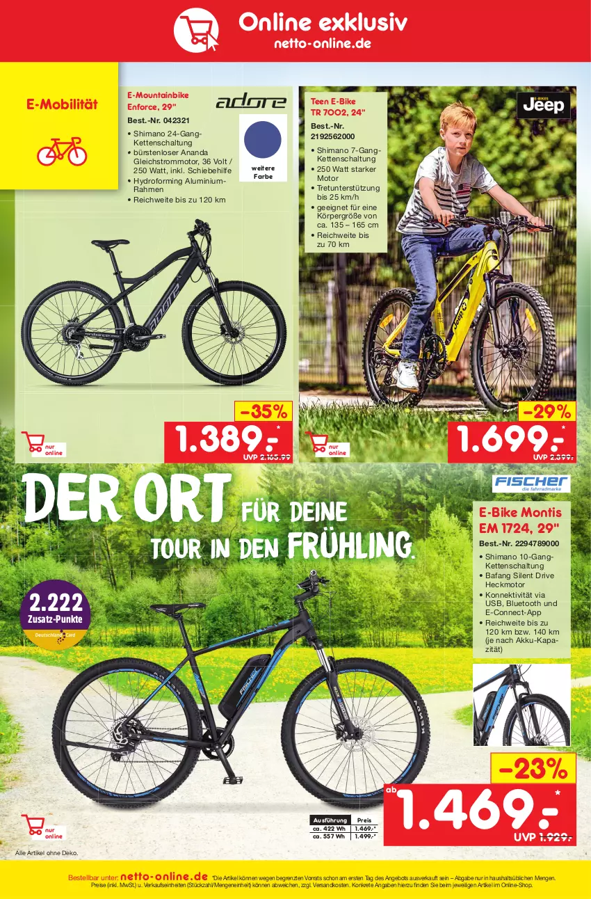 Aktueller Prospekt Netto Marken-Discount - Filial-Angebote - von 17.04 bis 22.04.2023 - strona 44 - produkty: akku, angebot, bürste, bürsten, E-Bike, E-Mobilität, eis, Kette, Mountainbike, ndk, reis, Schal, shimano, tee, telefon, Ti, usb, ZTE