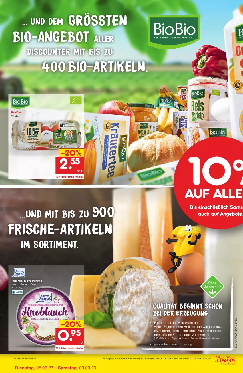 Aktueller Prospekt Netto Marken-Discount - Wiedereröffnung in deiner Nähe - von 05.09 bis 09.09.2023 - strona 3 - produkty: angebot, angebote, bestpreis, bio, blume, blumen, discount, eier, eis, ente, frischkäse, gin, Käse, milch, reis, soja, sonnenblume, sonnenblumen, Ti, ZTE