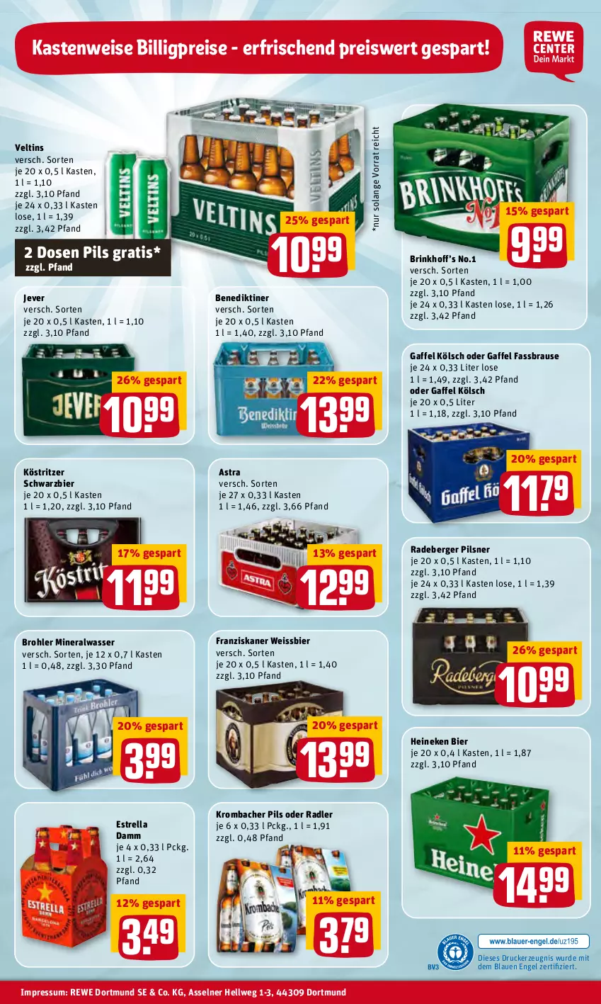 Aktueller Prospekt Rewe - Prospekte - von 02.05 bis 08.05.2022 - strona 36 - produkty: Alwa, Astra, Benediktiner, Berger, bier, brause, drucker, eis, Engel, Estrella Damm, fassbrause, franziskaner, heineken, jever, kerze, köstritzer, krombache, krombacher, krombacher pils, mineralwasser, oder radler, pils, pilsner, radeberger, radeberger pilsner, radler, reis, rel, Ti, veltins, wasser, weissbier