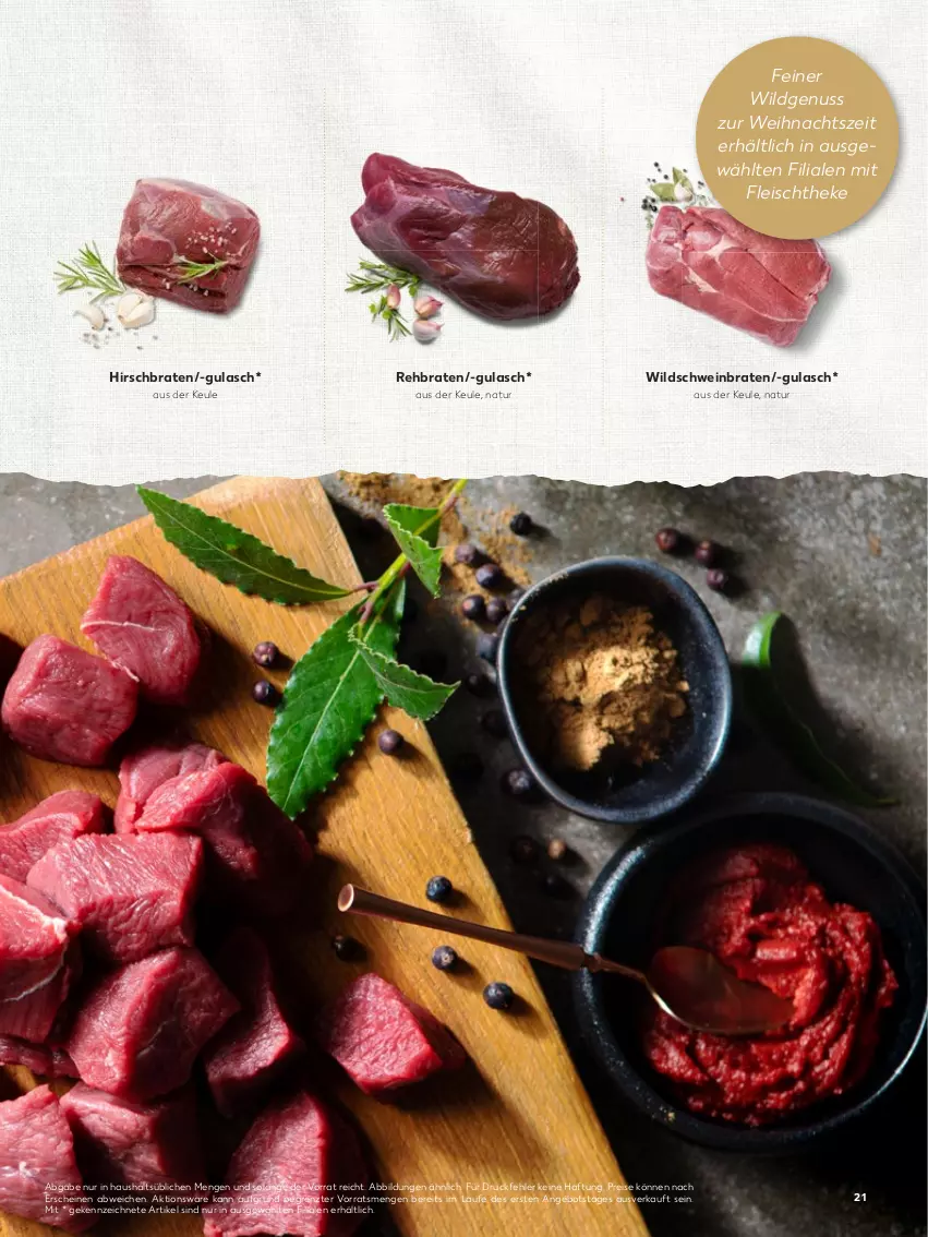 Aktueller Prospekt Kaufland - von 07.11.2022 bis 08.01.2023 - strona 21 - produkty: angebot, braten, eis, fleisch, gulasch, natur, nuss, reis, schwein, Ti, wein, Wild, Wildschwein, ZTE