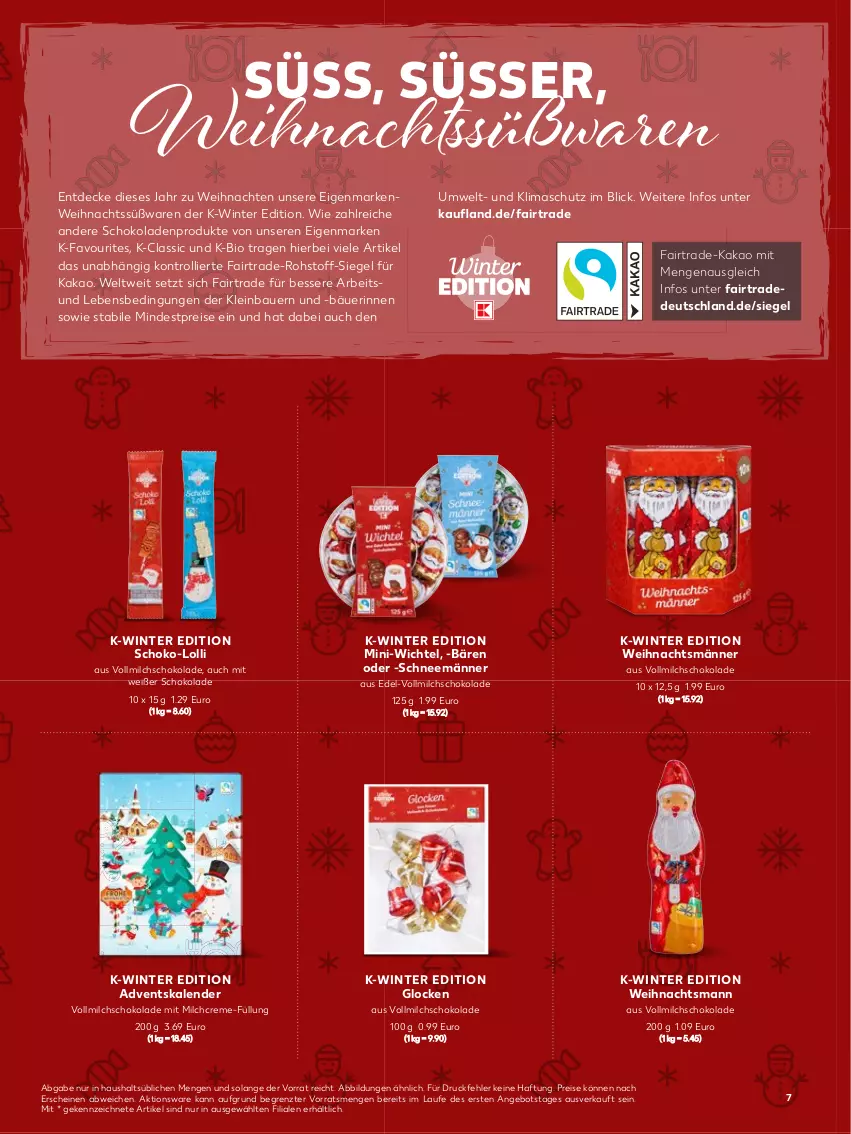 Aktueller Prospekt Kaufland - von 07.11.2022 bis 08.01.2023 - strona 7 - produkty: Adventskalender, angebot, auer, Bau, Bauer, bio, creme, decke, eis, kakao, milch, reis, schoko, schokolade, schokoladen, Ti, trolli, vollmilch, weihnachten, Wichtel, ZTE