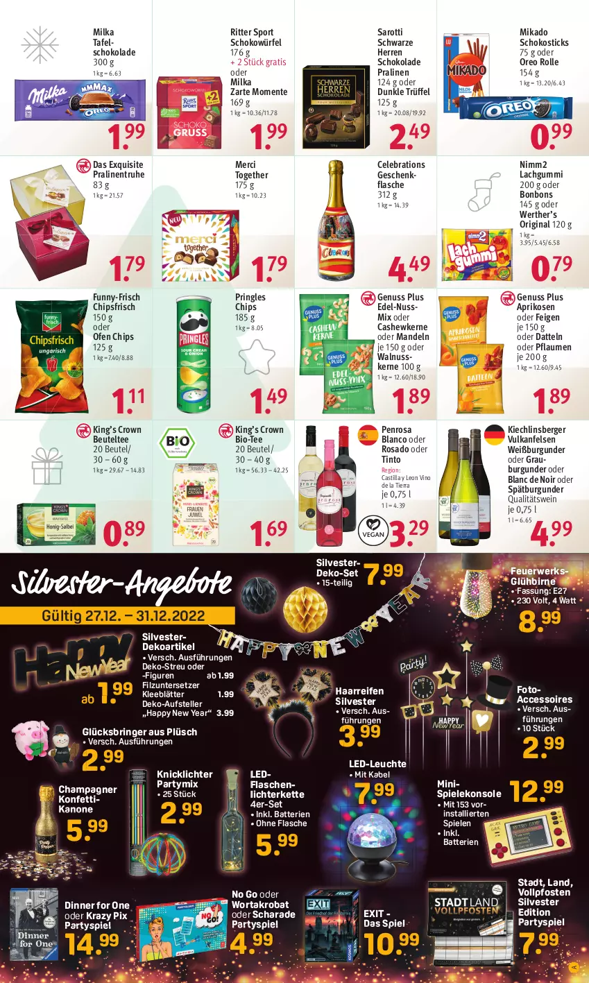 Aktueller Prospekt Rossmann - Prospekte - von 19.12 bis 23.12.2022 - strona 12 - produkty: ACC, accessoires, angebot, angebote, aprikose, aprikosen, asti, batterie, batterien, Berger, beutel, bio, bonbons, burgunder, Cashew, cashewkerne, champagne, champagner, chips, chipsfrisch, Datteln, elle, ente, erde, Feigen, flasche, funny-frisch, gin, grauburgunder, Kette, Knicklicht, lachgummi, LED-Leuchte, Leuchte, lichterkette, mandel, mandeln, merci, mikado, milka, nimm2, nuss, Nussmix, Ofen, oreo, pflaume, pflaumen, Plüsch, pralinen, pringles, qualitätswein, reifen, ring, ritter, ritter sport, roba, rwe, saro, sarotti, schoko, schokolade, schokowürfel, spätburgunder, Spiele, Sport, tafelschokolade, tee, teller, Ti, Trüffel, Untersetzer, walnuss, walnusskerne, wein, Weißburgunder, würfel