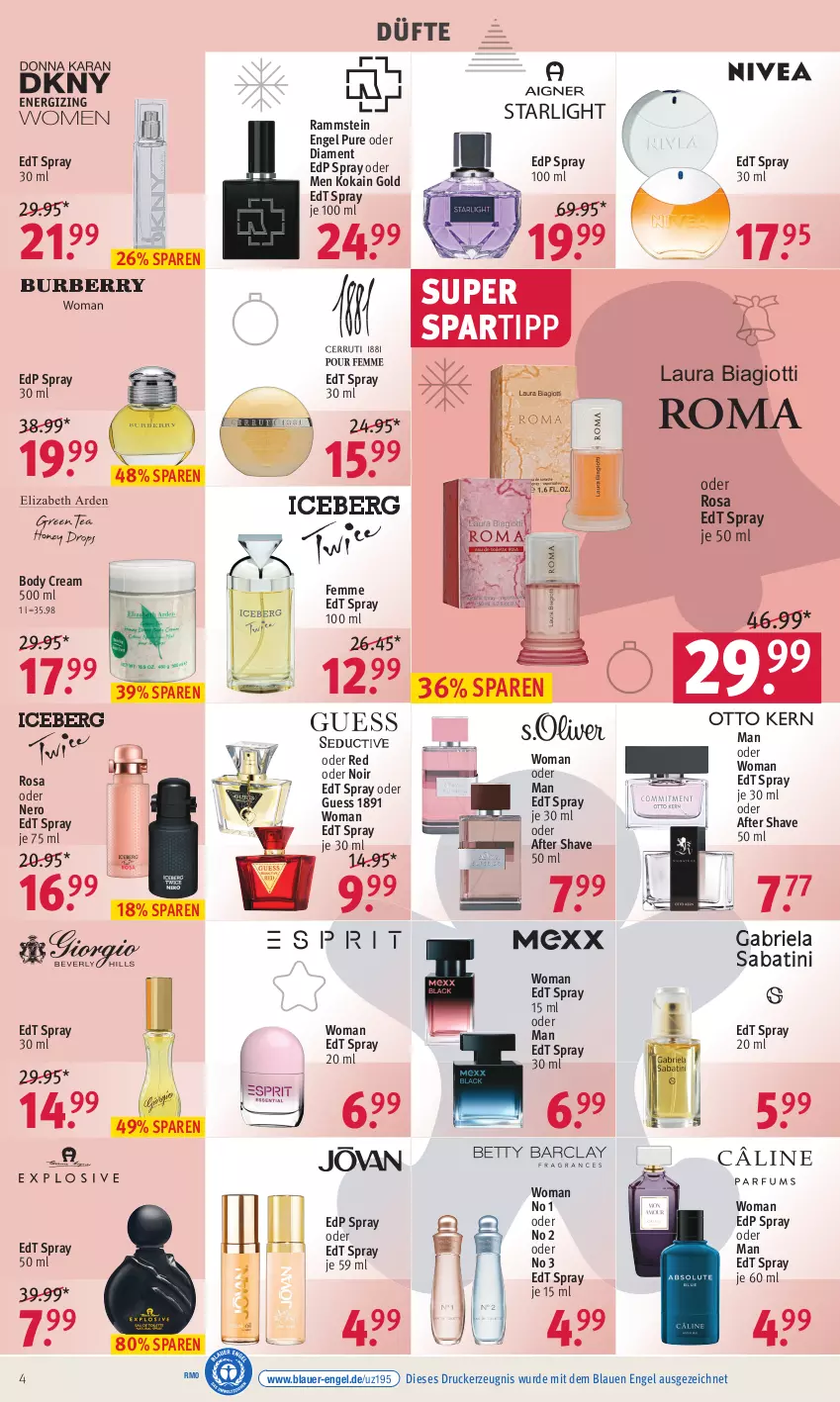 Aktueller Prospekt Rossmann - Prospekte - von 19.12 bis 23.12.2022 - strona 4 - produkty: after shave, auer, body, drucker, edp spray, edt spray, Engel, kerze, laura biagiotti, nero, spartipp, starlight, Ti