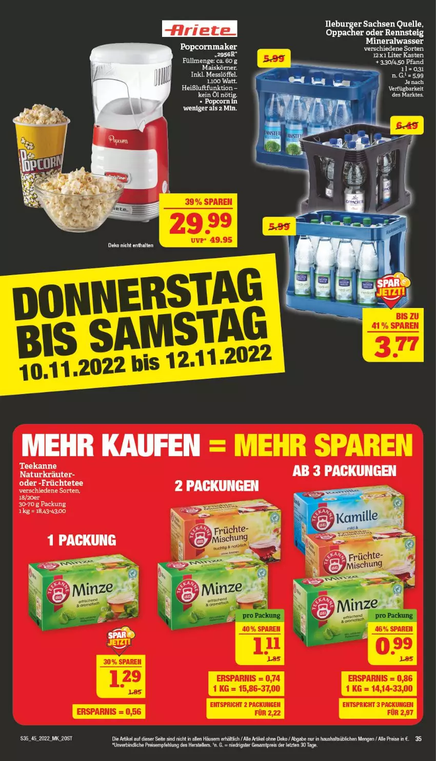 Aktueller Prospekt Marktkauf - Prospekt - von 06.11 bis 12.11.2022 - strona 39 - produkty: Alwa, eis, elle, früchte, Früchtetee, mais, mineralwasser, popcorn, reis, sac, tee, teller, Ti, wasser, ZTE