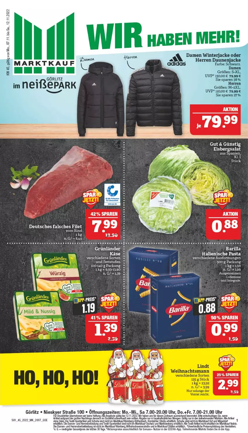 Aktueller Prospekt Marktkauf - Prospekt - von 06.11 bis 12.11.2022 - strona 5 - produkty: aktionspreis, barilla, deka, eier, eis, elle, grünländer, italienische pasta, Jacke, kleid, Kleidung, nuss, pasta, reis, rel, rind, schuhe, Sport, teller, Ti, uhr, Yo, ZTE