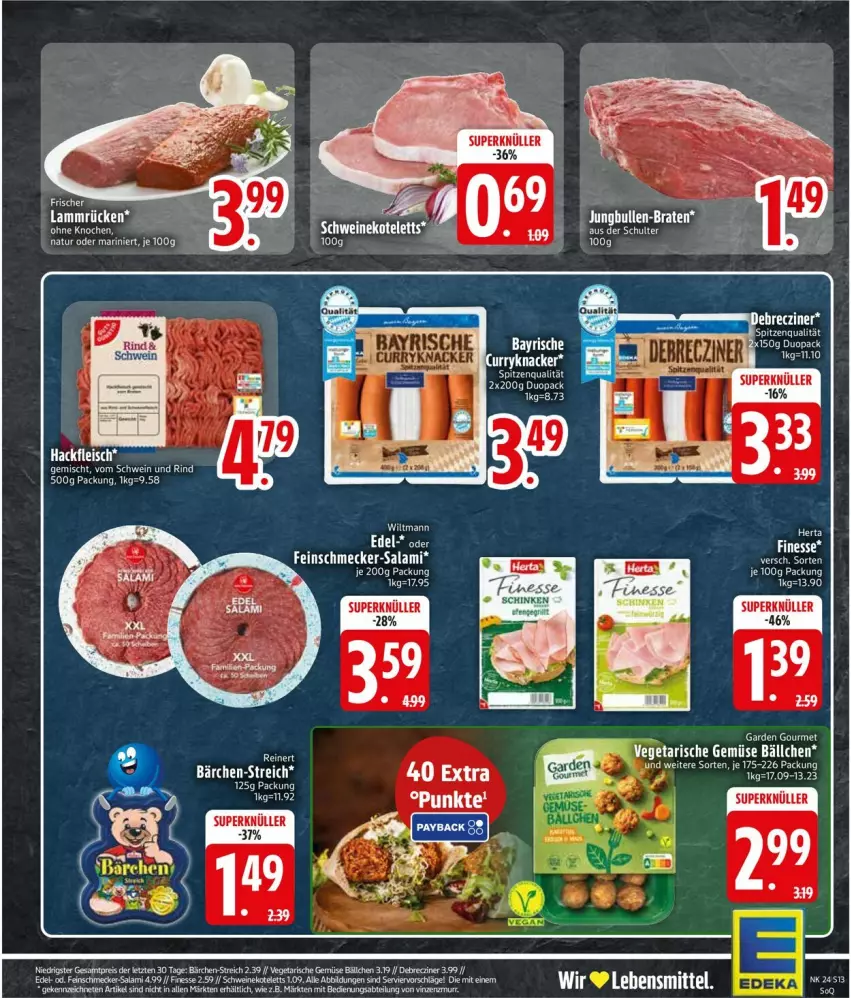 Aktueller Prospekt Edeka - Prospekte - von 08.06 bis 13.06.2026 - strona 15 - produkty: debrecziner, feinschmecker, garden gourmet, lebensmittel, reinert, salami, spitzenqualität, tee, Ti, ZTE