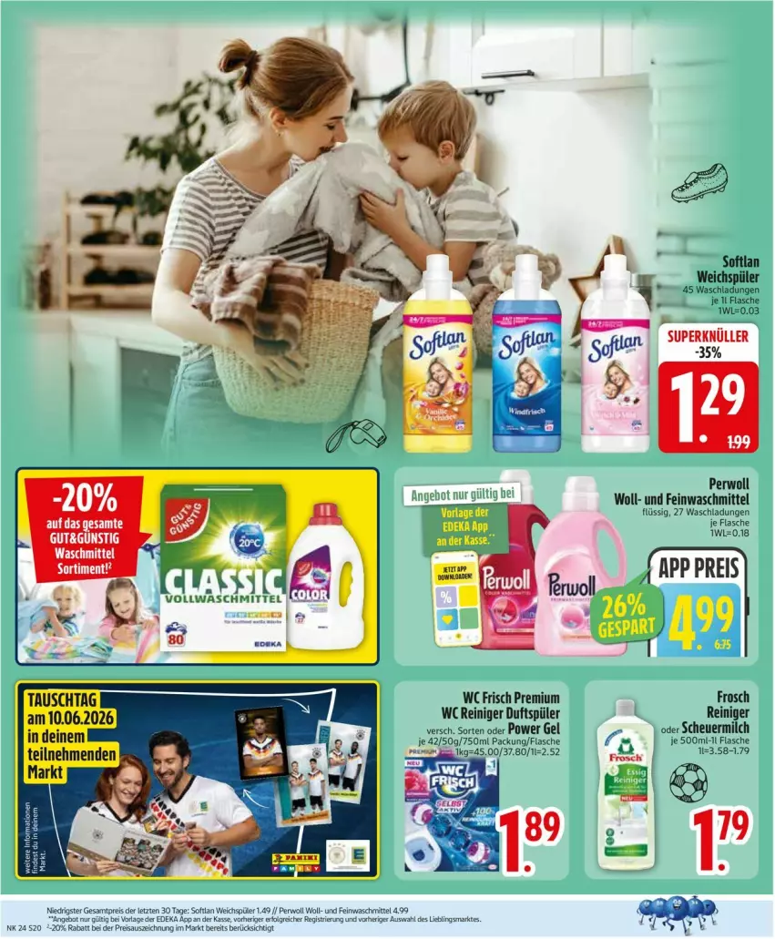 Aktueller Prospekt Edeka - Prospekte - von 08.06 bis 13.06.2026 - strona 22 - produkty: eis, feinwaschmittel, flasche, Frosch, Heu, milch, perwoll, reiniger, reis, scheuermilch, Softlan, Ti, waschmittel, wc frisch, weichspüler, ZTE