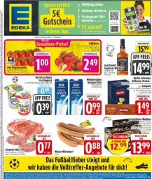 Gazetka promocyjna Edeka - Prospekte - Gazetka - ważna od 13.06 do 13.06.2026 - strona 3 - produkty: angebot, angebote, ball, Becher, beere, beeren, decke, deka, eis, erdbeere, erdbeeren, flasche, Fußball, hartweizen, jack daniel, jack daniel's, korn, mini-rispentomaten, pasta, reis, rispentomaten, Schal, Schale, schwein, schweine, Spezi, Ti, tomate, tomaten, wein, weine, würstchen