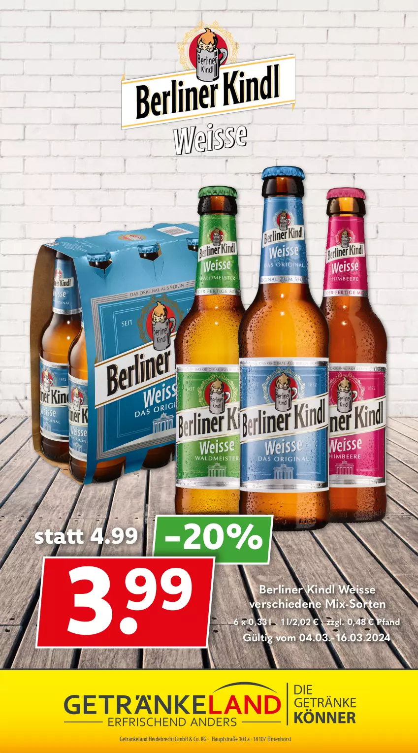 Aktueller Prospekt Getraenkeland - von 04.03 bis 16.03.2024 - strona 9 - produkty: berliner, berliner kindl, eis, Elan, getränk, getränke, Ti