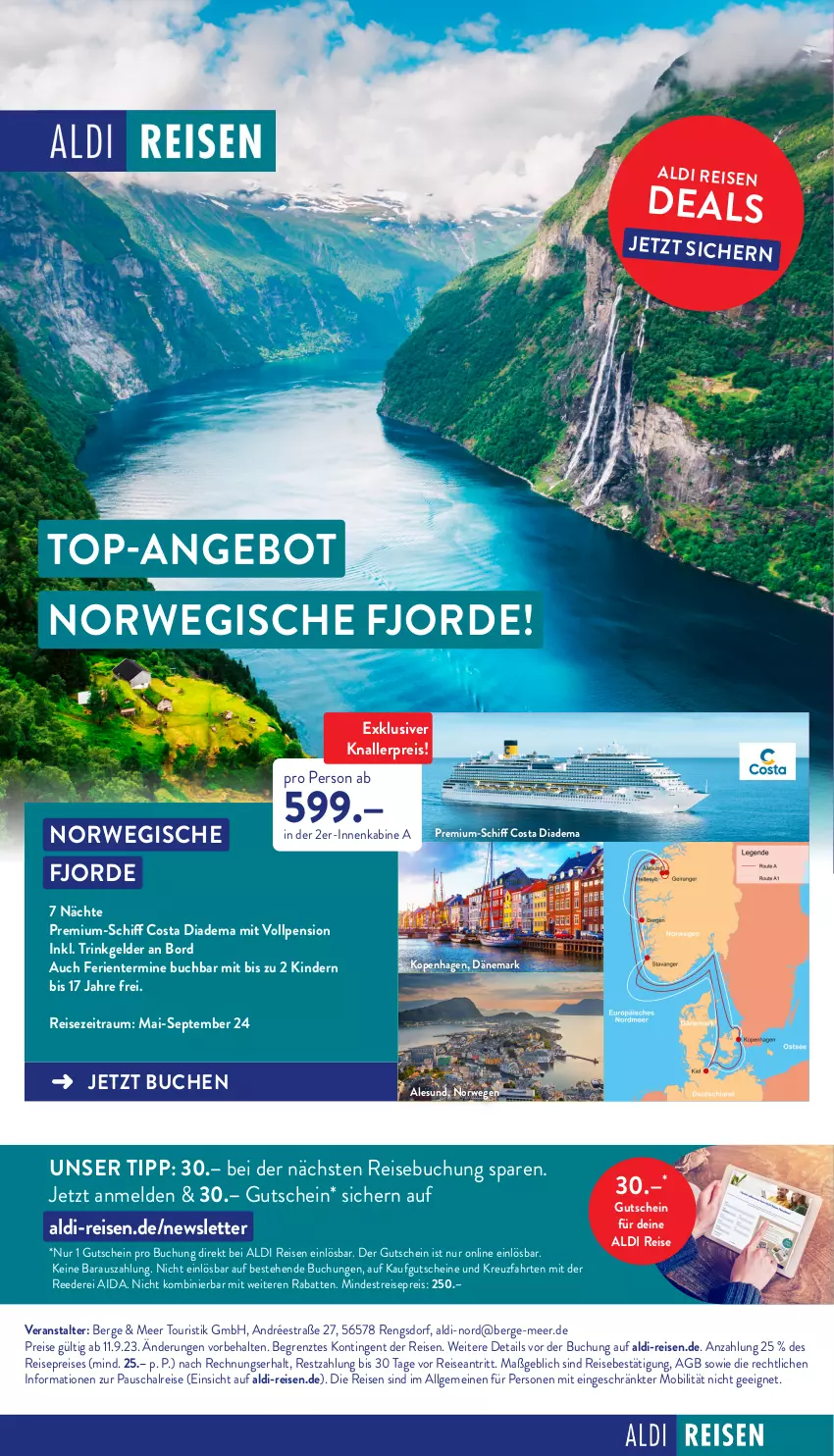 Aktueller Prospekt Aldi Nord - Von Montag - von 11.09 bis 16.09.2023 - strona 34 - produkty: aldi, angebot, buch, diadem, eis, ente, gutschein, gutscheine, Kinder, knallerpreis, kreuzfahrten, LG, reis, rwe, Schal, Ti, top-angebot, ZTE