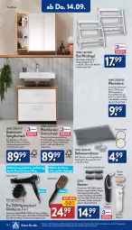 Gazetka promocyjna Aldi Nord - Von Montag - Gazetka - ważna od 16.09 do 16.09.2023 - strona 18 - produkty: akku, Bad, batterie, Bau, baumwolle, beutel, bürste, Damenrasierer, decke, Deckel, dell, elle, gin, Glättbürste, haarschneider, haartrockner, handtuch, kissen, korb, kosmetik, Leuchte, Mode, quigg, rasierer, Rauch, regal, Ria, ring, Schal, Schrank, schubkasten, spiegel, spiegelschrank, steckdose, Ti, tisch, Trockner, tuc, unterschrank, wandregal, Wanne, waschbecken, wäschekorb, wolle, ZTE
