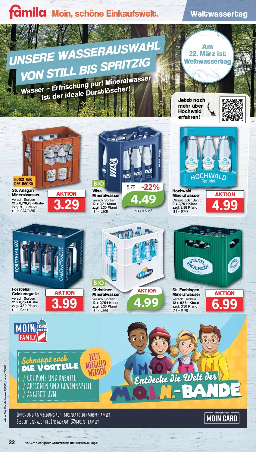 Aktueller Prospekt Famila - Prospekte - von 18.03 bis 23.03.2024 - strona 22 - produkty: Alwa, angebot, angebote, Calcium, coupon, coupons, eis, elle, Forstetal, gewinnspiel, hochwald, mineralwasser, reis, Spiele, Ti, vilsa, wasser, ZTE