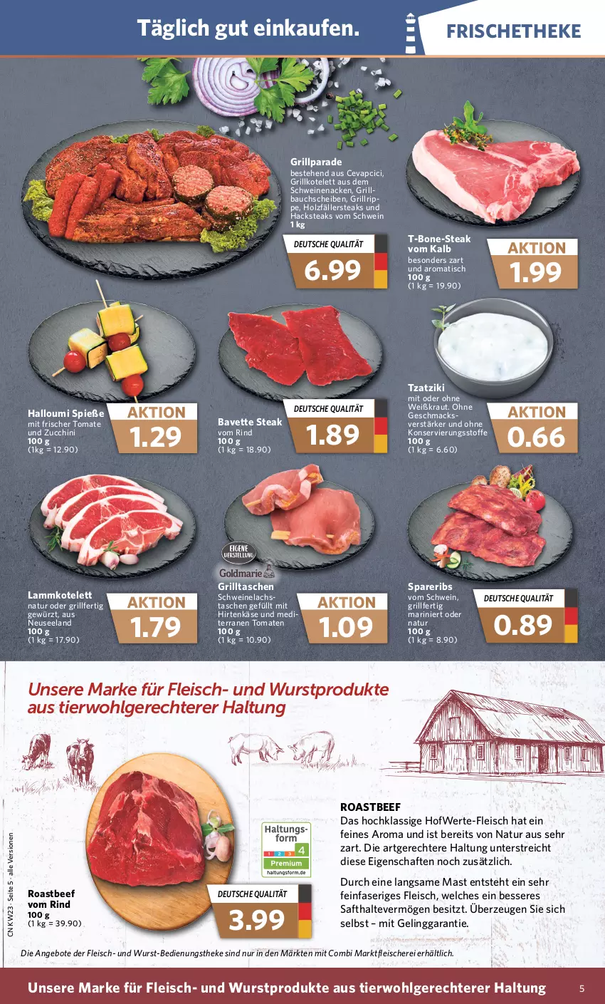 Aktueller Prospekt Combi - Prospekte - von 05.06 bis 10.06.2023 - strona 9 - produkty: angebot, angebote, Bau, bauchscheiben, beef, cevapcici, eis, Elan, fleisch, Fleischerei, gewürz, grill, Grillbauch, grillkotelett, grillrippe, Halloumi, hirtenkäse, Holz, holzfällersteaks, Käse, kotelett, Kraut, lachs, lamm, lammkotelett, LG, mac, natur, rind, roastbeef, saft, Schere, schwein, schweine, Schweinelachs, schweinenacken, spareribs, steak, steaks, Tasche, taschen, Ti, tisch, tomate, tomaten, tzatziki, wein, weine, wurst, zucchini