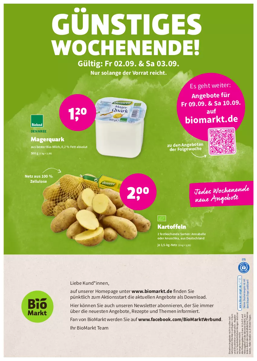 Aktueller Prospekt Denns Biomarkt - Prospekte - von 31.08 bis 13.09.2022 - strona 8 - produkty: angebot, angebote, auer, bio, dennree, drucker, eis, elle, Engel, erde, kartoffel, kartoffeln, kerze, LG, milch, Omep, quark, reis, rezept, rezepte, Ti