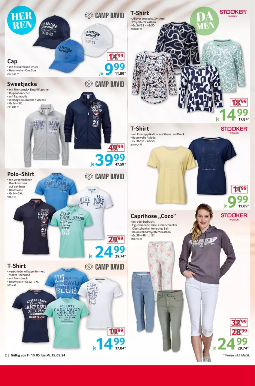 Aktueller Prospekt Selgros - Non Food - von 10.05 bis 15.05.2024 - strona 2 - produkty: acer, Bau, baumwolle, Cap, caprihose, eis, Elan, henkel, hose, Jacke, Polo-Shirt, reis, Rippen, schenkel, shirt, sweatjacke, T-Shirt, Tasche, taschen, Ti, wolle