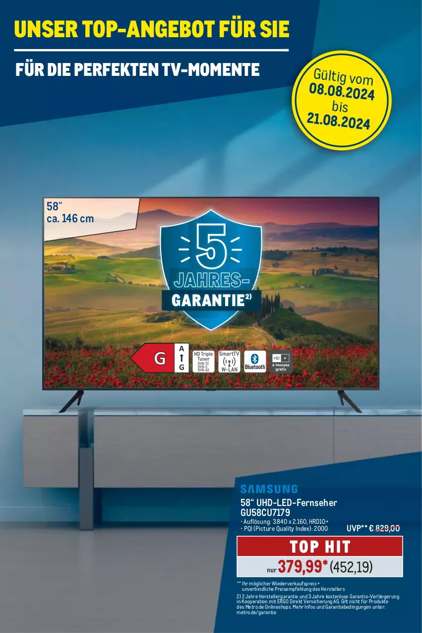 Aktueller Prospekt Metro - Food-NonFood - von 08.08 bis 21.08.2024 - strona 33 - produkty: angebot, eis, elle, ente, fernseher, Metro, reis, teller, Ti, top-angebot, uhd