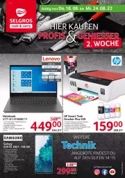 Gazetka promocyjna Selgros - Nonfood - Gazetka - ważna od 24.08 do 24.08.2022 - strona 1 - produkty: akku, angebot, angebote, drucker, dual-sim, eis, elle, fingerabdrucksensor, frontkamera, GPS, hauptkamera, HD Graphics, HP, Intel, kamera, LG, notebook, reis, rel, sim, Ti, uhd