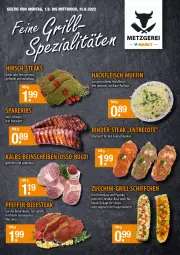 Gazetka promocyjna Vmarkt - Metzgerei - Gazetka - ważna od 31.08 do 31.08.2022 - strona 2 - produkty: beef, cheddar, chili, eis, feinschmecker, fleisch, gewürz, grill, hackfleisch, hirtenkäse, ilag, Käse, Muffin, natur, paprika, pfeffer, rind, rinder, Rinderkeule, Schiffchen, schwein, spareribs, steak, steaks, Ti, Vegeta, wein, zucchini