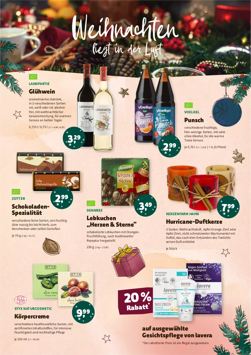 Aktueller Prospekt Denns Biomarkt - Prospekte - von 07.12 bis 17.12.2022 - strona 10 - produkty: alkohol, apfel, creme, dennree, Duftkerze, eis, elle, frucht, gesichtspflege, getränk, gewürz, Gewürzmischung, Glühwein, kerze, Körpercreme, kuchen, lavera, Lebkuchen, Mantel, natur, nuss, ohne alkohol, orange, orangen, regal, reis, rezept, schoko, schokolade, schokoladen, Spezi, tasse, tee, Teelicht, Ti, weihnachten, wein, zott