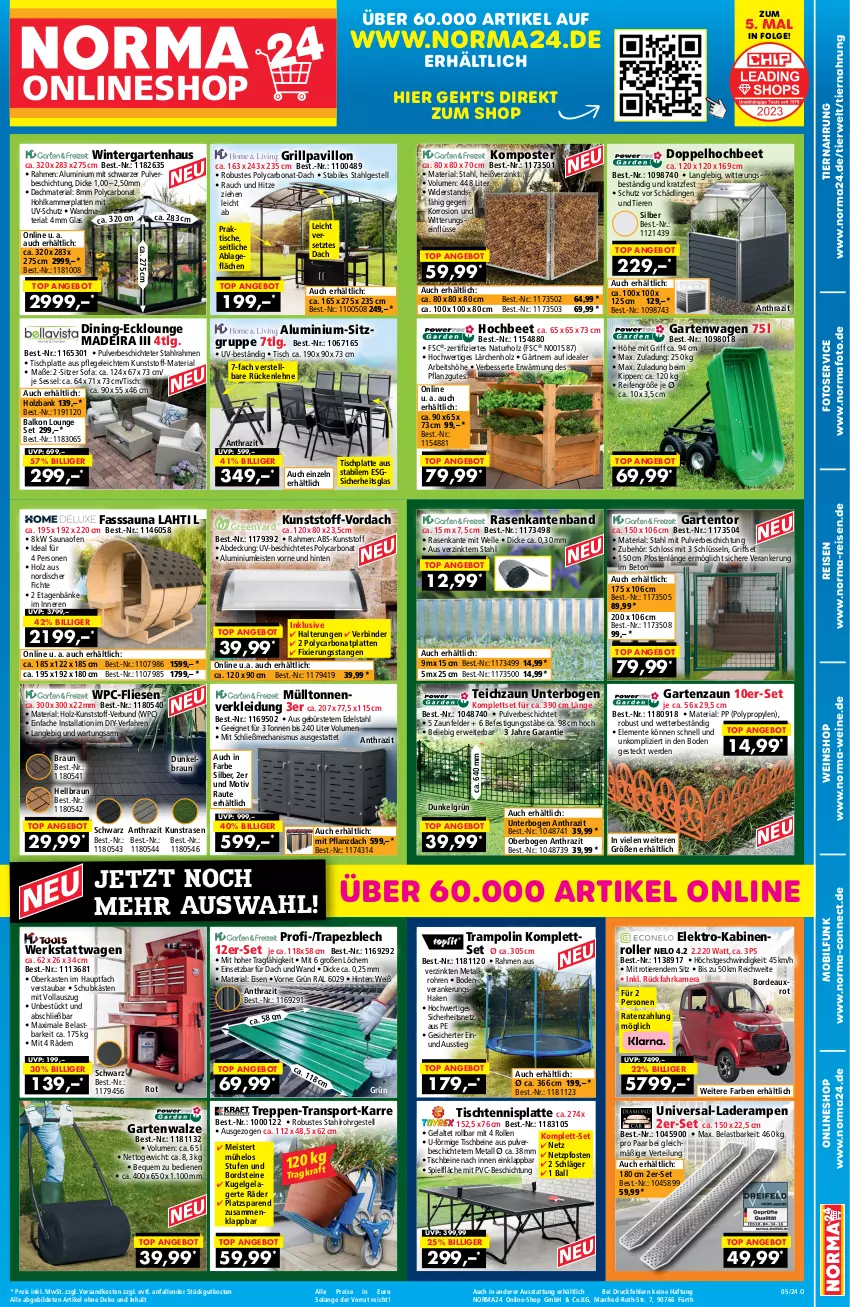 Aktueller Prospekt Norma - Norma - von 18.01 bis 04.02.2024 - strona 1 - produkty: angebot, ball, Bank, Bona, braun, bürste, edelstahl, eis, Elektro, elle, ente, erde, Garten, Gartenhaus, grill, Grillpavillon, Hohlkammerplatte, Holz, HP, kamera, kleid, Kleidung, Komposter, Kugel, kunstrasen, latte, LG, mac, Meister, natur, ndk, Ofen, pavillon, rasen, Rauch, reifen, reis, Ria, Roller, rückenlehne, rwe, sessel, shake, Sofa, Sport, Ti, Tiere, tiernahrung, tisch, tischplatte, uv-schutz, wein, weine, weinshop, ZTE