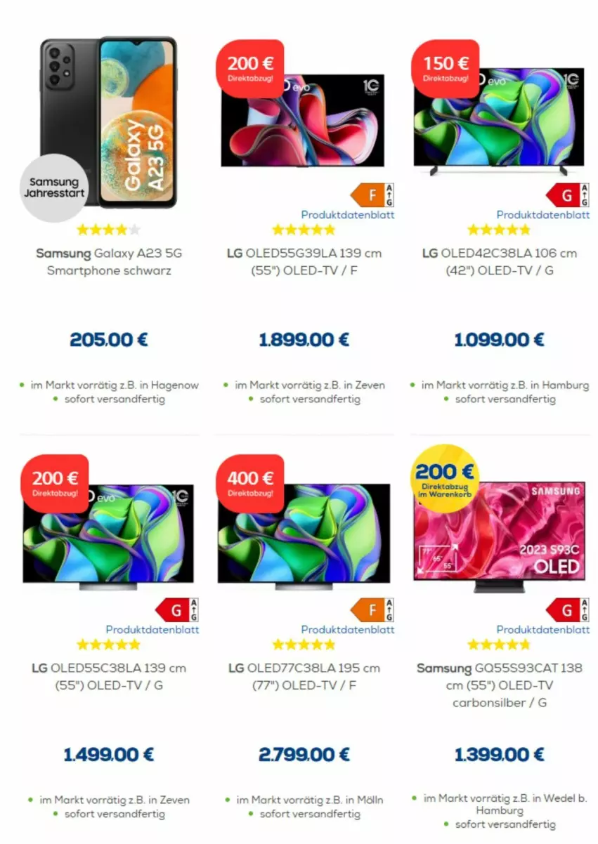 Aktueller Prospekt Euronics - Prospekte - von 08.01 bis 21.01.2024 - strona 2 - produkty: leds, LG, Oled-TV, Samsung, samsung galaxy, Samsung Galaxy A, smartphone, Ti, wedel