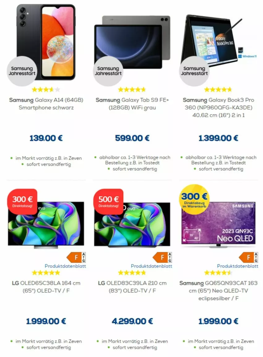 Aktueller Prospekt Euronics - Prospekte - von 08.01 bis 21.01.2024 - strona 3 - produkty: LG, Oled-TV, qled, qled-tv, Samsung, samsung galaxy, Samsung Galaxy A, smartphone, Ti