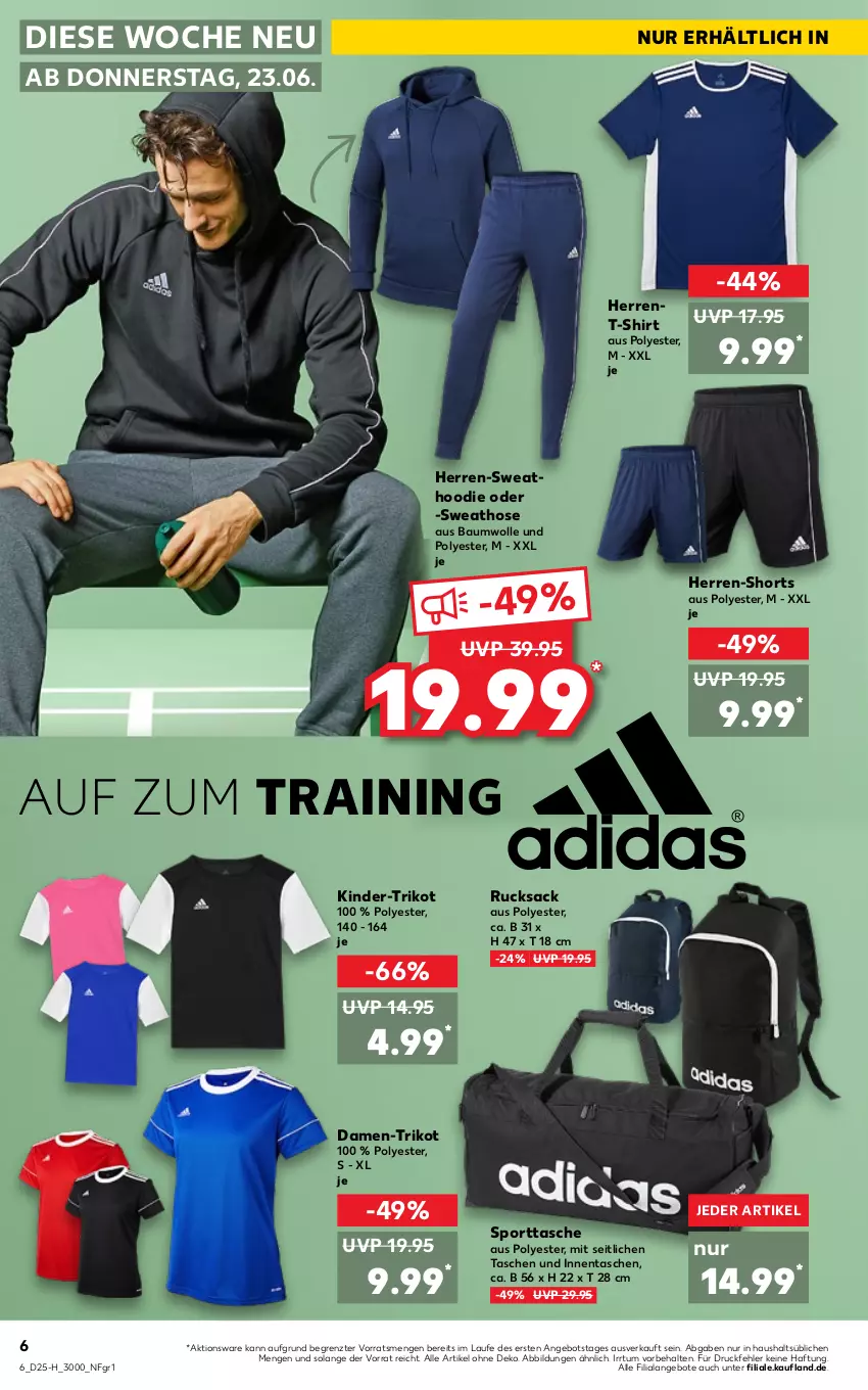 Aktueller Prospekt Kaufland - Spezielle Angebote - von 23.06 bis 29.06.2022 - strona 6 - produkty: angebot, angebote, Bau, baumwolle, herren-shorts, hose, Kinder, rucksack, sac, shirt, shorts, Sport, sporttasche, Sweathose, T-Shirt, Tasche, taschen, Ti, Trikot, wolle, ZTE