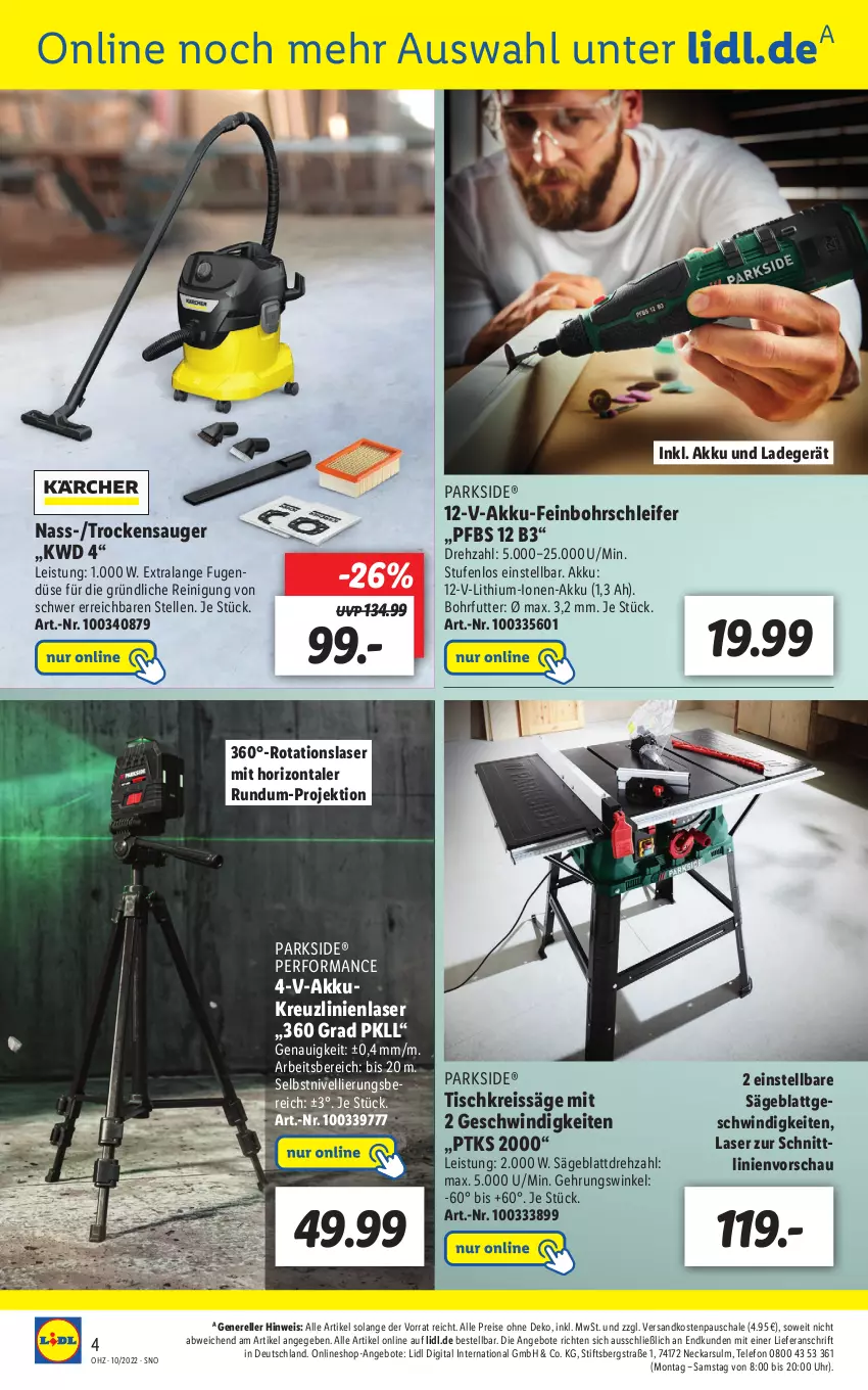 Aktueller Prospekt Lidl - Aktuelle Onlineshop-Highlights - von 07.03 bis 13.03.2022 - strona 4 - produkty: akku, angebot, angebote, eis, elle, gsw, ladegerät, ndk, Parkside, Reinigung, reis, reiss, rel, säge, Schal, Schale, telefon, Ti, tisch, Tischkreissäge, Trockensauger, uhr