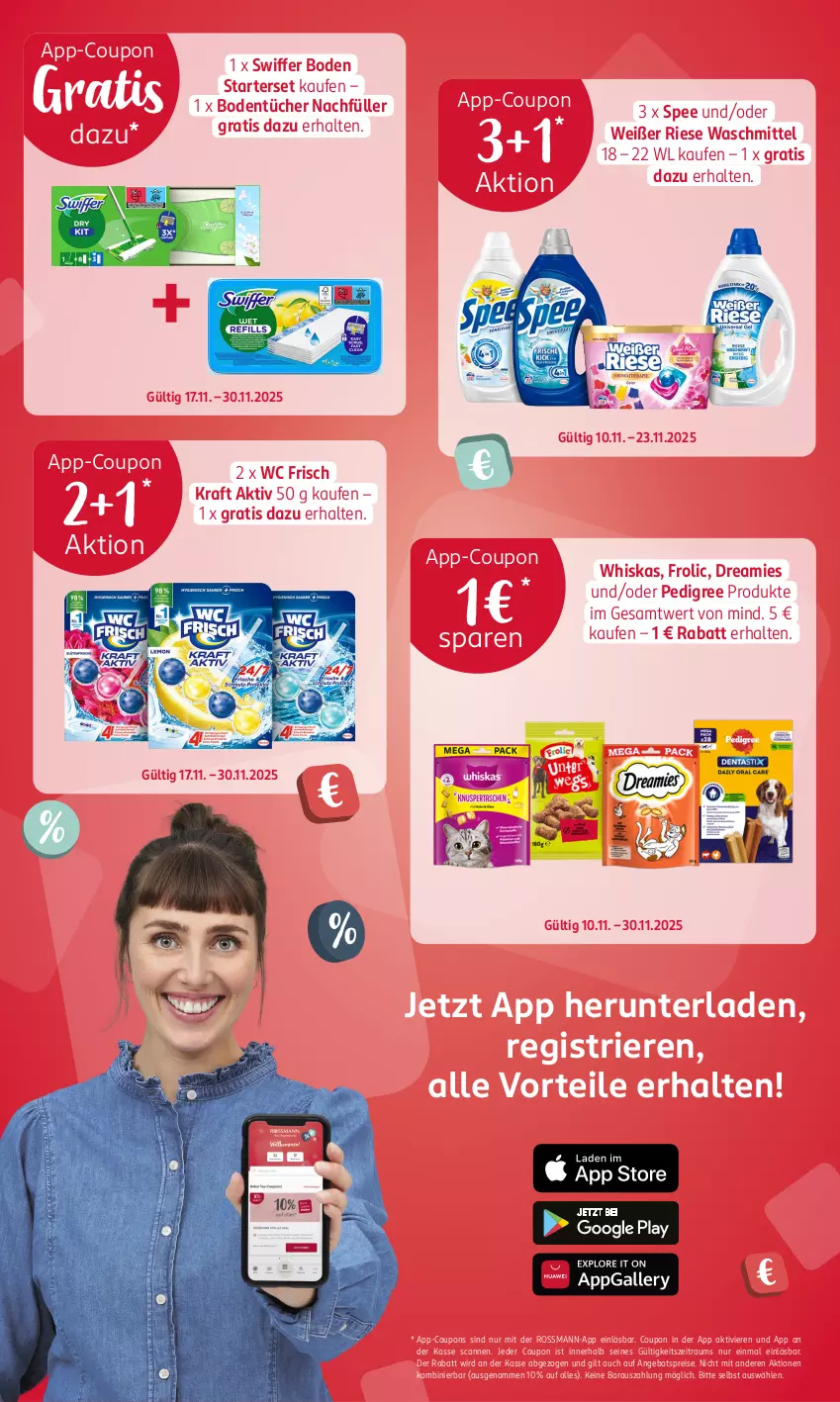 Aktueller Prospekt Rossmann - Prospekte - von 29.09.2025 bis 04.01.2026 - strona 3 - produkty: angebot, angebotspreis, Bodentücher, coupon, coupons, dreamies, eis, frolic, kraft, pedigree, reis, spee, swiffer, Ti, tücher, waschmittel, wc frisch, WC Frisch Kraft Aktiv, whiskas