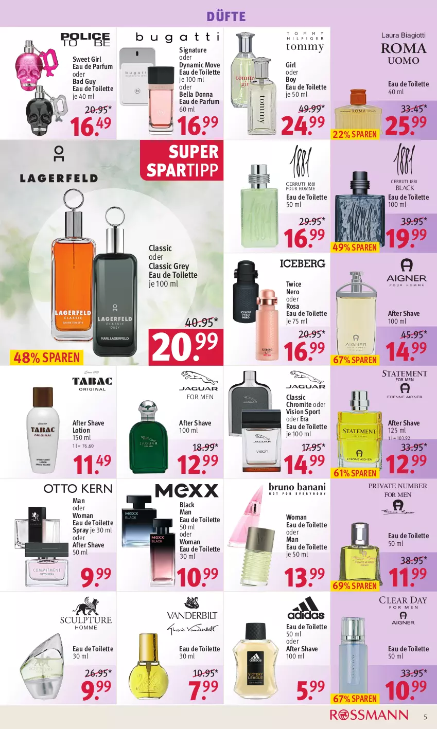 Aktueller Prospekt Rossmann - Prospekte - von 26.06 bis 30.06.2023 - strona 5 - produkty: after shave, Bad, Eau de parfum, eau de toilette, eau de toilette 100 ml, eau de toilette 30 ml, eau de toilette 50 ml, lack, laura biagiotti, Lotion, natur, nero, parfum, spartipp, Sport, Ti