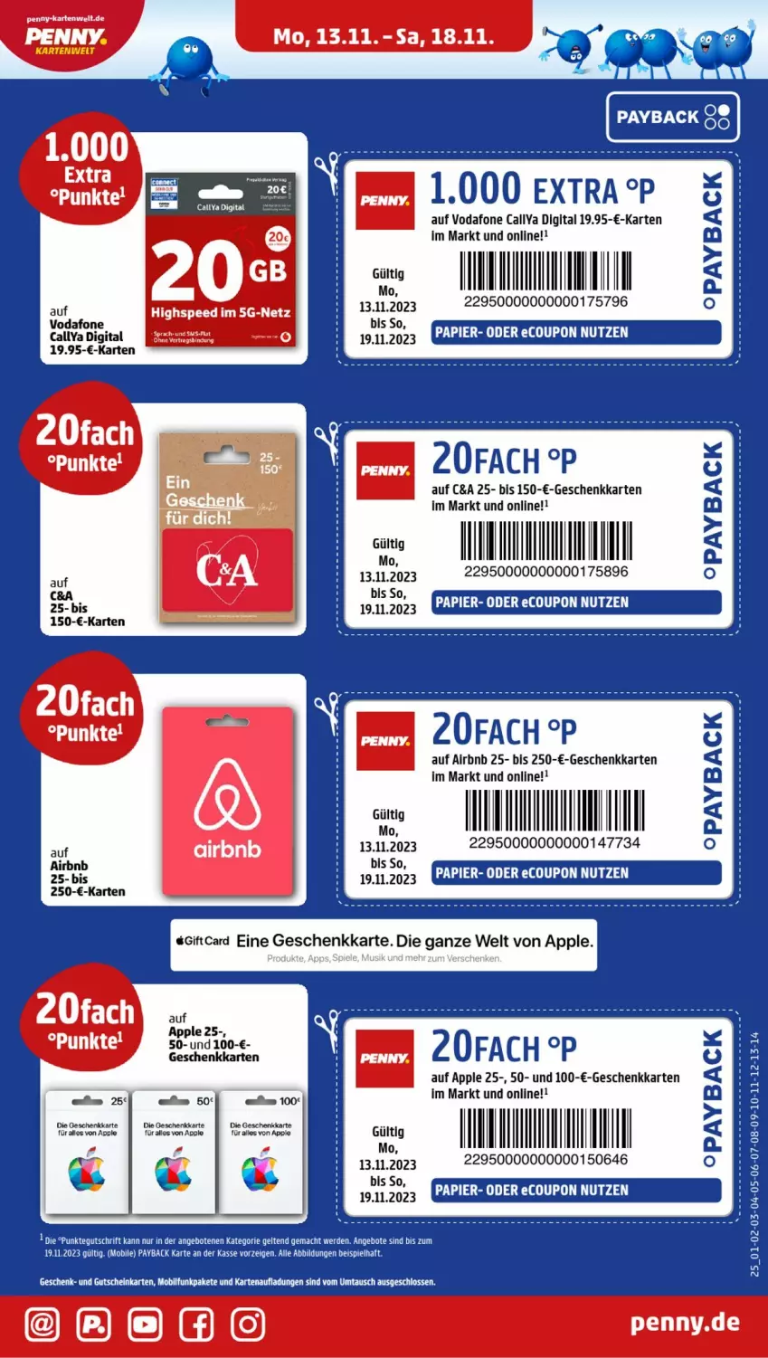 Aktueller Prospekt Penny - Prospekte - von 13.11 bis 18.11.2023 - strona 25 - produkty: angebot, angebote, Apple, coupon, eis, erde, gutschein, mac, papier, payback, Ti, vodafone