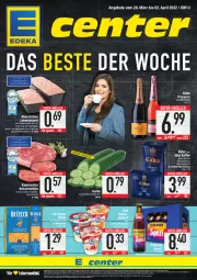 Gazetka promocyjna E Center - Angebote der Woche - Gazetka - ważna od 02.04 do 02.04.2022 - strona 1 - produkty: angebot, angebote, Becher, beutel, bohne, bohnen, De Cecco, deka, ecco, flasche, gurke, hartweizen, joghur, joghurt, kaffee, lebensmittel, leberkäs, LG, mac, pasta, Paula, paulaner, pril, prosecco, sahne, Sahnejoghurt, Schal, Schale, schwein, schweine, Spezi, super-knüller, Ti, valdo, wein, weine, zott