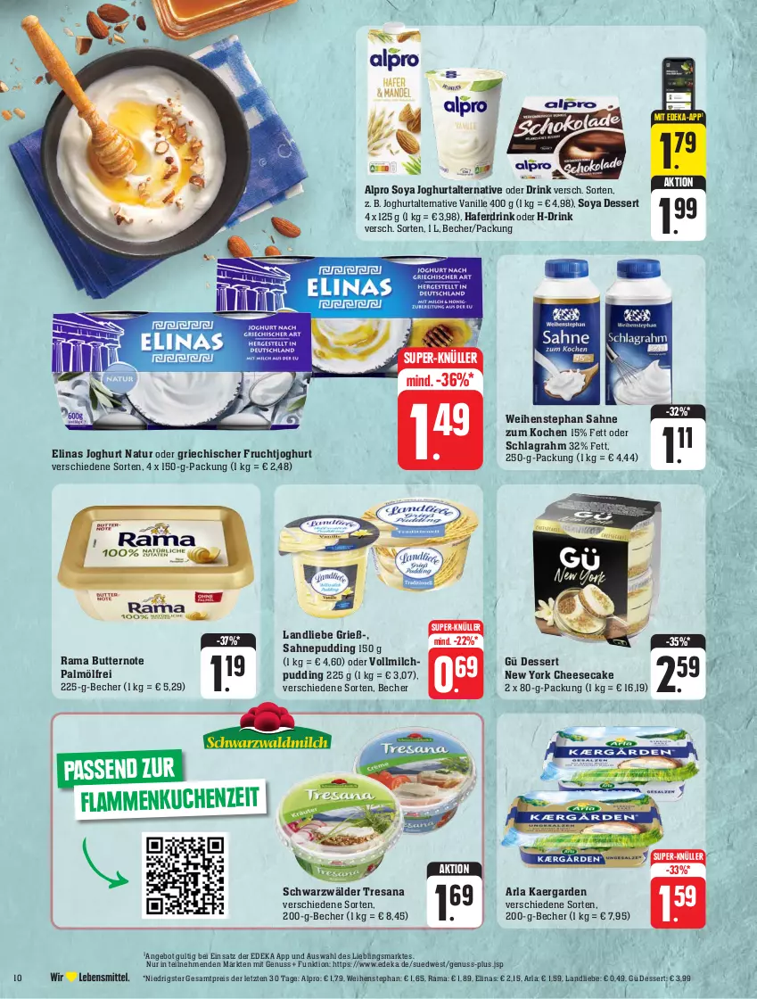 Aktueller Prospekt Edeka - Angebote der Woche - von 18.09 bis 23.09.2023 - strona 10 - produkty: alpro, angebot, arla, Becher, butter, cheesecake, deka, dessert, drink, eis, elinas, elinas joghurt, frucht, fruchtjoghurt, hafer, Haferdrink, HP, joghur, joghurt, kuchen, lamm, landliebe, milch, natur, nuss, pudding, rama, reis, resa, sahne, sana, schlagrahm, soya, super-knüller, Ti, vanille, vollmilch, weihenstephan, Yo, ZTE