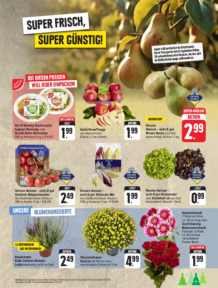 Aktueller Prospekt Edeka - Angebote der Woche - von 18.09 bis 23.09.2023 - strona 7 - produkty: angebot, angebote, Bau, Birnen, blume, blumen, cocktail, dressing, eis, Garten, Germ, joghur, joghurt, Kraussalat, kühlschrank, mac, nuss, reis, rispentomaten, rosen, Rosenstrauß, salat, Schal, Schale, Schrank, snack, super-knüller, Ti, tomate, tomaten, topf, ZTE