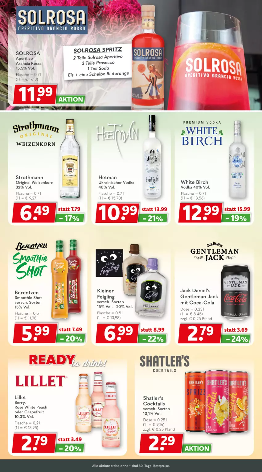 Aktueller Prospekt Getraenkeland - von 31.08 bis 12.09.2025 - strona 8 - produkty: aktionspreis, berentzen, bestpreis, bestpreise, Blutorange, coca-cola, cocktail, cocktails, cola, ecco, eis, flasche, gin, grapefruit, hemd, jack daniel, Jack Daniel’s, kleiner feigling, korn, leine, lillet, orange, premium vodka, prosecco, reis, smoothie, Soda, Ti, vodka, weizenkorn