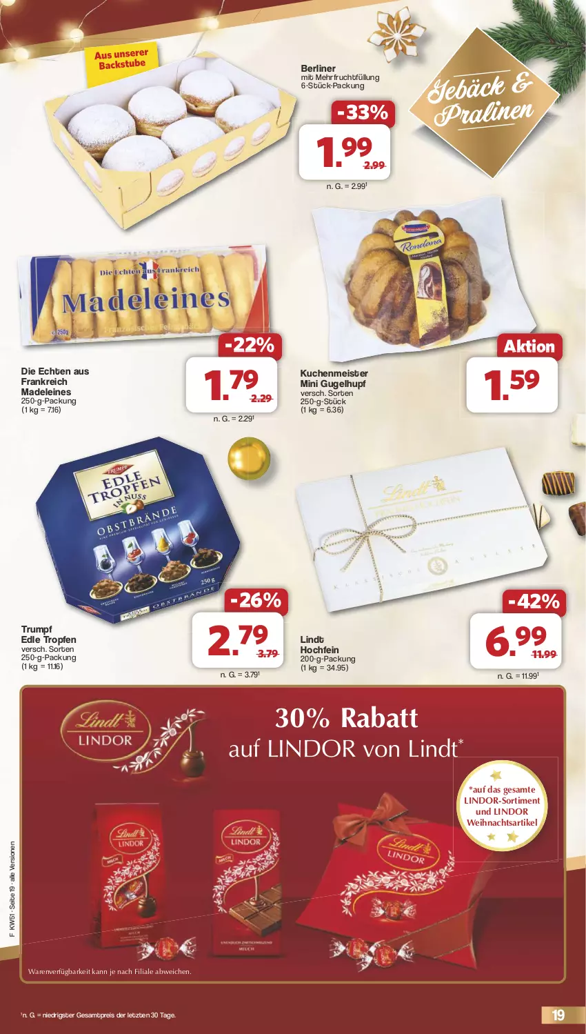 Aktueller Prospekt Famila - Prospekte - von 16.12 bis 24.12.2024 - strona 19 - produkty: berliner, eis, frucht, kuchen, kuchenmeister, leine, lindor, lindt, Meister, pralinen, reis, rum, stube, Ti, ZTE