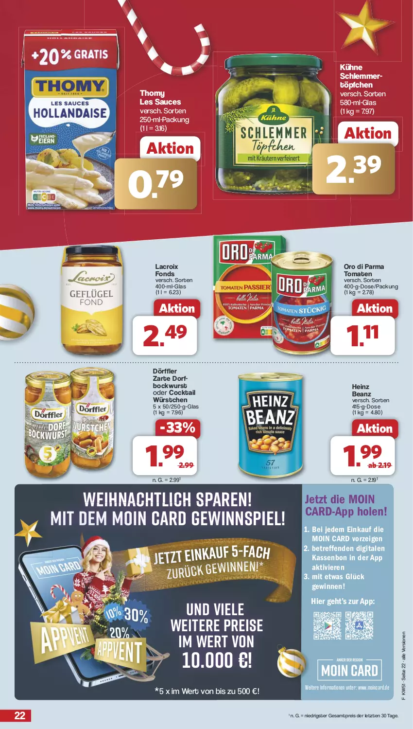 Aktueller Prospekt Famila - Prospekte - von 16.12 bis 24.12.2024 - strona 22 - produkty: beanz, bockwurst, cocktail, eis, gewinnspiel, heinz, Kühne, oro di parma, reis, sauce, schlemmertöpfchen, thomy, thomy les sauces, Ti, tomate, tomaten, Töpfchen, wurst, würstchen, ZTE