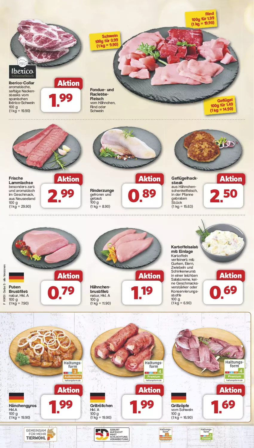 Aktueller Prospekt Famila - Prospekte - von 16.12 bis 24.12.2024 - strona 5 - produkty: braten, brustfilet, creme, eier, eis, Elan, filet, fleisch, Fondue, Geflügel, grill, gurke, gurken, gyros, hähnchenbrust, hähnchenbrustfilet, hähnchenschenkel, henkel, kartoffel, kartoffeln, kartoffelsalat, lachs, lamm, lammlachse, mac, Nackensteak, nackensteaks, natur, pfanne, pute, rind, rinder, Rinderzunge, saft, salat, salatcreme, schenkel, schinken, schinkenwurst, schwein, steak, steaks, Ti, tisch, wein, wurst, zwiebel, zwiebeln