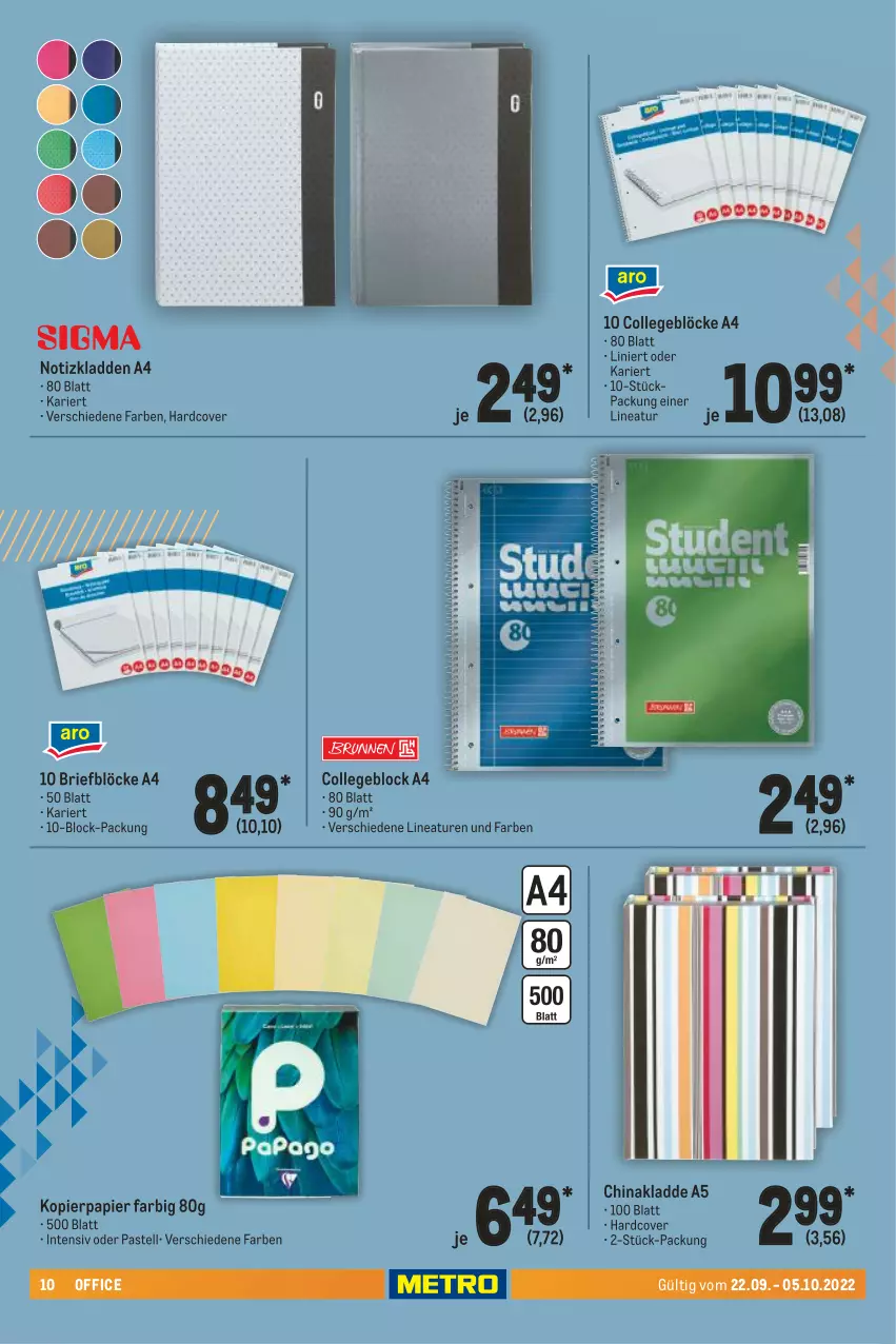 Aktueller Prospekt Metro - Office Spezial - von 22.09 bis 05.10.2022 - strona 10 - produkty: brie, collegeblock, kopierpapier, office, papier, Ti