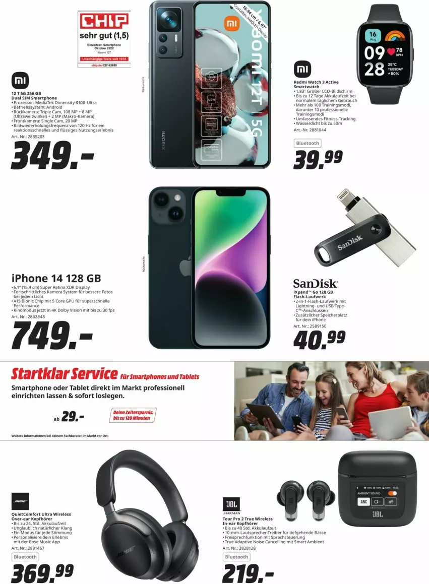 Aktueller Prospekt Media Markt - Prospekte - von 11.03 bis 25.03.2024 - strona 4 - produkty: akku, Betriebssystem, bio, Bose, Dual SIM, eis, elle, Emser, frontkamera, In-Ear Kopfhörer, iphone, kamera, kopfhörer, lautsprecher, Rauch, reis, rel, sim, smartphone, tablet, Ti, usb, wasser